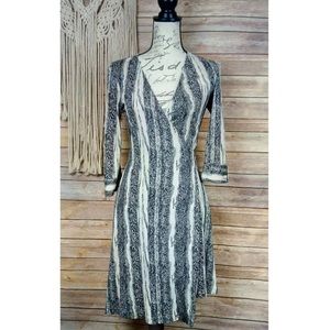 Diane Von Furstenberg | Silk Speckled Dot Print 3/4 Sleeve Wrap Style Midi Dress